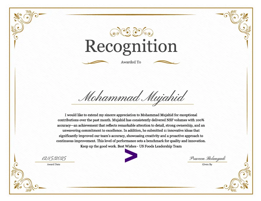 Accenture We Innovate Certificate for Process Improvement