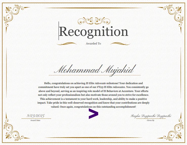 Accenture We Innovate Certificate for Automation Initiative