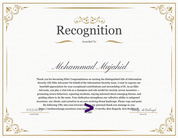 Accenture We Innovate Certificate for Operational Excellence