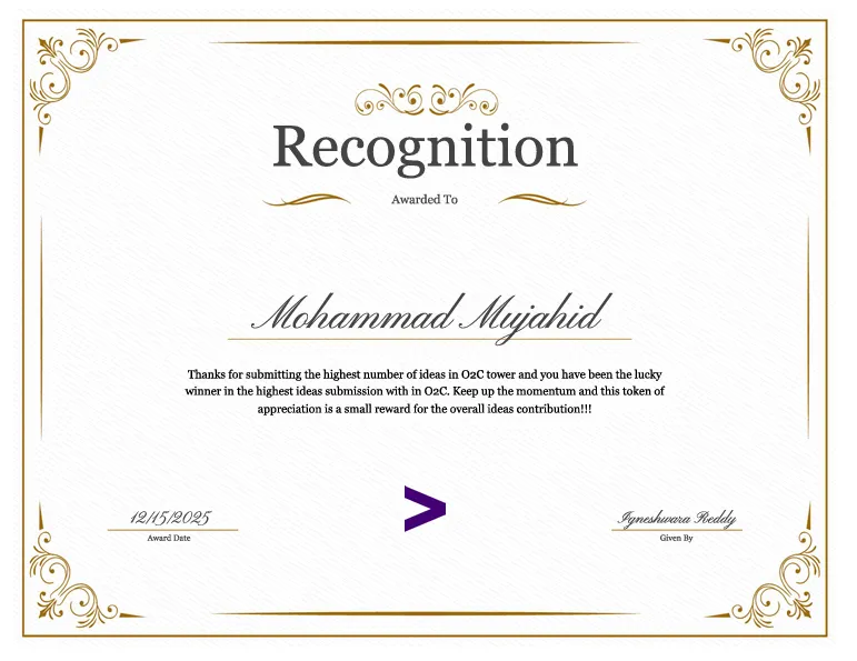 Accenture We Innovate Certificate for Productivity Enhancement