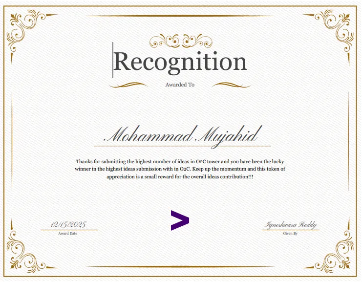 Accenture We Innovate Certificate for Automation Success