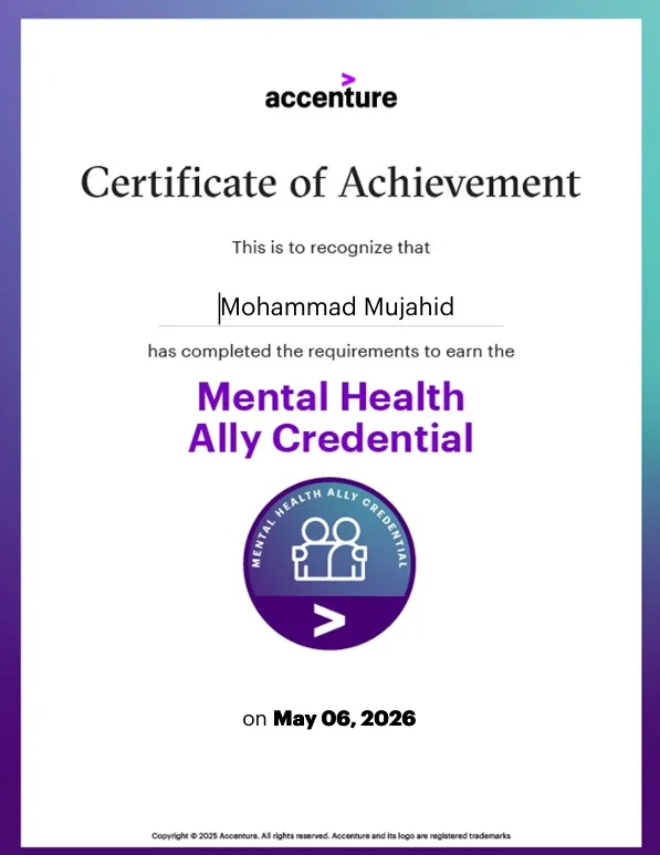 Accenture We Innovate Achievement Certificate