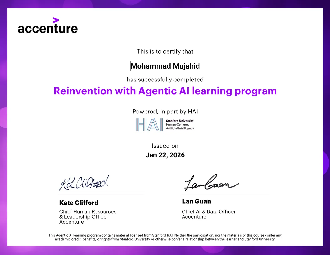 Recognition Certificate for Excellence